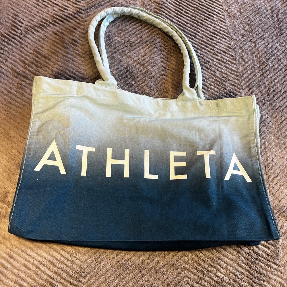 Athleta Ombre Navy Cream Canvas Tote
